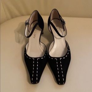 Rosa Lipty Italian Black Suede Sling Back Pump